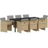Image de vidaXL - Tuin - Eettafel - Set - 9 - pcs - Beige - poly - rattan