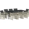 Image de vidaXL - Tuin - Eettafel - Set - 9 - pcs - Lichtgrijs - poly - rattan