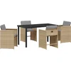 Image de vidaXL - Tuin - Eettafel - Set - 5 - pcs - Beige - poly - rattan