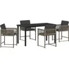 Image de vidaXL - Tuin - Eettafel - Set - 5 - pcs - Grijs - poly - rattan