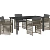 Image de vidaXL - Tuin - Eettafel - Set - 5 - pcs - Grijs - poly - rattan
