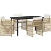 Image de vidaXL - Tuin - Eettafel - Set - 5 - pcs - Beige - poly - rattan