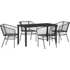Image de vidaXL - Tuin - Eettafel - Set - 5 - pcs - Zwart - poly - rattan