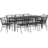 Image de vidaXL - Tuin - Eettafel - Set - 9 - pcs - Zwart - poly - rattan