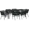 Image de vidaXL - Tuin - Eettafel - Set - met - kussen - 7 - pcs - Zwart - Gepoedercoat - staal