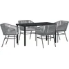 Image de vidaXL - Tuin - Eettafel - Set - met - kussen - 5 - pcs - Grijs - Gepoedercoat - staal