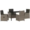 Image de vidaXL - Tuin - Eettafel - Set - 5 - pcs - Grijs - poly - rattan