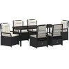 Image de vidaXL - Tuin - Eettafel - Set - 7 - pcs - Zwart - poly - rattan