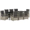 Image de vidaXL - Tuin - Eettafel - Set - 9 - pcs - Lichtgrijs - poly - rattan