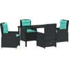 Image de vidaXL - Tuin - Eettafel - Set - met - kussen - 5 - pcs - Zwart - Poly - rattan