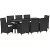 Image de vidaXL - Tuin - Eettafel - Set - 9 - pcs - Zwart - poly - rattan