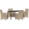 Image de vidaXL - Tuin - Eettafel - Set - 5 - pcs - Beige - poly - rattan