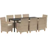 Image de vidaXL - Tuin - Eettafel - Set - 9 - pcs - Beige - poly - rattan