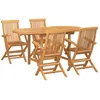 Image de vidaXL - Tuin - Eettafel - Set - 5 - st - Bruin - 160 - x - 80 - x - 75 - cm - Massief - Teakhout