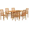 Image de vidaXL - Tuin - Eettafel - Set - 7 - pcs - Bruin - Massief - Teakhout