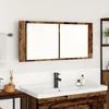 Image de vidaXL - LED - Spiegelkast - met - plank - Oudhout - 100 - x - 12 - x - 45 - cm - Bewerkt - hout