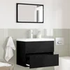 Image de vidaXL - Badkamermeubel - Set - met - lade - Wandgemonteerd - 2 - pcs - Zwart - Eiken