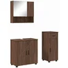 Image de vidaXL - Badkamermeubel - Set - 3 - pcs - Bruin - Eiken - Bewerkt - hout - & - Metaal