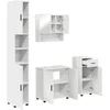 Image de vidaXL - Badkamermeubel - Set - met - lade - 4 - pcs - Wit - Bewerkt - hout - & - Metaal