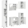 Image de vidaXL - Badkamermeubel - Set - met - opslag - 5 - pcs - Wit - Bewerkt - hout - & - Metaal