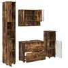 Image de vidaXL - Badkamermeubel - Set - 4 - pcs - Rook - Eiken - Samengesteld - Hout - en - Metaal