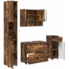 Image de vidaXL - Badkamermeubel - Set - 4 - pcs - Rook - Eiken - Samengesteld - Hout - en - Metaal