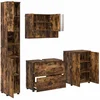 Image de vidaXL - Badkamermeubel - Set - 4 - pcs - Rook - Eiken - Samengesteld - Hout - en - Metaal