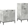 Image de vidaXL - Badkamermeubel - Set - met - lade - met - plank - 2 - pcs - Beton - Grijs