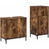 Image de vidaXL - Badkamermeubel - Set - 2 - pcs - Rook - Eiken - Samengesteld - Hout - en - Metaal