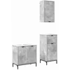 Image de vidaXL - Badkamermeubel - Set - met - lade - 3 - pcs - Betongrijs - Bewerkt - hout