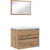Image de vidaXL - Badkamermeubel - Set - met - lade - 3 - pcs - Zwart - Eiken - Bewerkt - hout