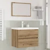 Image de vidaXL - Badkamermeubel - Set - met - lade - 3 - pcs - Zwart - Eiken - Bewerkt - hout