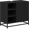 Image de vidaXL - Badkamerkast - met - plank - Zwart - Eiken - 65 - x - 33 - x - 60 - cm - Bewerkt - hout