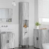 Image de vidaXL - Badkamerkast - met - lade - Grijs - Sonoma - 31,5 - x - 33 - x - 190 - cm