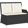Image de vidaXL - Tuinbank - met - kussen - Zwart - en - Crème - Wit - poly - rattan
