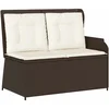 Image de vidaXL - Tuinbank - met - kussen - Zwart - en - Crème - Wit - poly - rattan