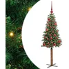 Image de vidaXL - Slanke - Kerstboom - Groen - 150 - cm - PVC - en - massief - dennenhout