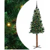 Image de vidaXL - Slanke - Kerstboom - Groen - 150 - cm - PVC - en - massief - dennenhout