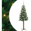 Image de vidaXL - Slanke - Kerstboom - Groen - 150 - cm - PVC - en - massief - dennenhout