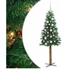 Image de vidaXL - Slanke - Kerstboom - Groen - 150 - cm - PVC - en - massief - dennenhout