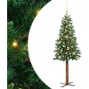 Image de vidaXL - Slanke - Kerstboom - Groen - 150 - cm - PVC - en - massief - dennenhout