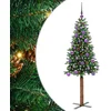 Image de vidaXL - Slanke - Kerstboom - Groen - 150 - cm - PVC - en - massief - dennenhout