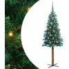 Image de vidaXL - Slanke - Kerstboom - Groen - 150 - cm - PVC - en - massief - dennenhout