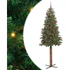 Image de vidaXL - Slanke - Kerstboom - Groen - 180 - cm - PVC - en - massief - dennenhout