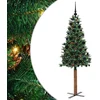 Image de vidaXL - Slanke - Kerstboom - Groen - 180 - cm - PVC - en - massief - dennenhout