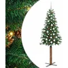 Image de vidaXL - Slanke - Kerstboom - Groen - 180 - cm - PVC - en - massief - dennenhout