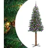 Image de vidaXL - Slanke - Kerstboom - Groen - 180 - cm - PVC - en - massief - dennenhout