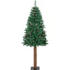 Image de vidaXL - Slanke - Kerstboom - Groen - 210 - cm - PVC - en - massief - dennenhout