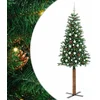 Image de vidaXL - Slanke - Kerstboom - Groen - 210 - cm - PVC - en - massief - dennenhout