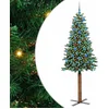 Image de vidaXL - Slanke - Kerstboom - Groen - 210 - cm - PVC - en - massief - dennenhout